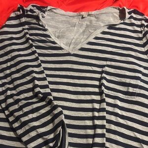 Striped V-Neck Long Sleeve Top